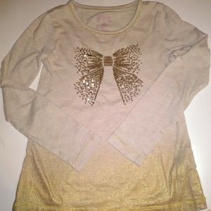 🐝5 for $10 Girls Gold Ombre Bow Long Sleeve Top